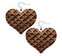 Teardrop Leather Earring Chocolate Waffles Drop Leather Earrings Lightweight Hookearrings Fashion For Women Girls Wife Birthday Anniversary