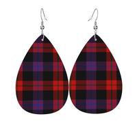 Teardrop Leather Earring Clan Broun Clan Brown Tartan Drop Leather Earrings Ornament Tear Drop Earring Fashion For Anniversary Party Birthday