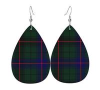 Teardrop Leather Earring Clan Davidson Tartan Hookearrings Ornament Drop Leather Earrings Stylish And Beautiful For Party Women Girls Birthday
