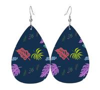 Teardrop Leather Earring Colorful Tropical Hawaii Palm Tree Tear Drop Earring Lightweight Drop Leather Earrings Ornament For Anniversary Women Girls Daily Wear