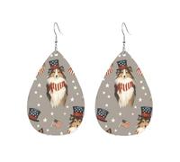 Teardrop Leather Earring Cute Australian Shepherd & Star Flag Hookearrings Stylish And Beautiful Tear Drop Earring Lightweight For Anniversary Daily Wear Party