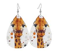 Teardrop Leather Earring Cute Cartoon Giraffe Colorful Dots Animal White Tear Drop Earring Lightweight Hookearrings Ornament For Anniversary Daily Wear 2 Pairs