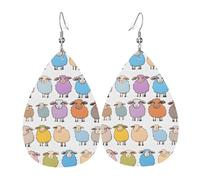 Teardrop Leather Earring Cute Colorful Sheep Cartoon Pattern Hookearrings Lightweight Drop Leather Earrings Fashion For Birthday Anniversary Daily Wear