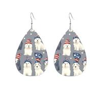 Teardrop Leather Earring Cute Dog With Funny Star Hat Drop Leather Earrings Ornament Hookearrings Fashion For Birthday Party Anniversary