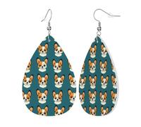 Teardrop Leather Earring Cute Doggy Cartoon Print Tear Drop Earring Lightweight Teardrop Dangle Earrings Ornament For Anniversary Party 2 Pairs