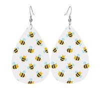 Teardrop Leather Earring Cute Flying Bumble Bees Teardrop Dangle Earrings Lightweight Tear Drop Earring Stylish And Beautiful For Party Daily Wear Anniversary
