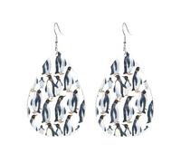 Teardrop Leather Earring Cute Penguin And Cub Tear Drop Earring Stylish And Beautiful Teardrop Dangle Earrings Lightweight For Daily Wear Party 2 Pairs