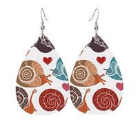 Teardrop Leather Earring Cute Snail Printed Women Ornament Drop Leather Earrings For Party Anniversary For Birthday