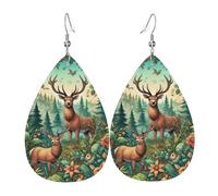 Teardrop Leather Earring Deer Funny Elk Art Lightweight Fashion Drop Leather Earrings For Anniversary Wife Birthday Party