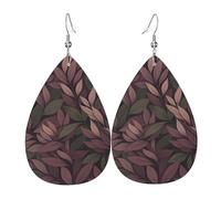 Teardrop Leather Earring Dusty Purple & Sage Green Leaves Tear Drop Earring Ornament Hookearrings Women For Anniversary Women Girls Birthday