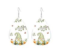 Teardrop Leather Earring Easter Gnomes Holding Egg Hookearrings Fashion Tear Drop Earring Lightweight For Party Daily Wear Anniversary
