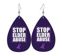 Teardrop Leather Earring Elder Abuse Awareness Hookearrings Lightweight Teardrop Dangle Earrings Ornament For Anniversary Wife Birthday Daily Wear
