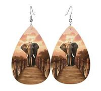 Teardrop Leather Earring Elephant On A Bridge Hookearrings Women Tear Drop Earring Stylish And Beautiful For Wife Birthday For Birthday Anniversary