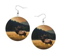 Teardrop Leather Earring Elk In The Meadow Print Women Hookearrings Fashion Teardrop Dangle Earrings For For Women Girls Party Wife Birthday