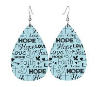 Teardrop Leather Earring Faith Hope Love Christianty Drop Leather Earrings Women Teardrop Dangle Earrings Fashion For Anniversary Wife Birthday For Women Girls