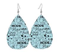 Teardrop Leather Earring Faith Hope Love Christianty Tear Drop Earring Women Drop Leather Earrings Stylish And Beautiful For Wife Birthday Anniversary Daily Wear