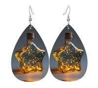 Teardrop Leather Earring Fireflies In The Stars Pattern Teardrop Dangle Earrings Women Hookearrings Ornament For Daily Wear For Women Girls For Birthday