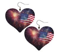 Teardrop Leather Earring Firework American Flag 4Th Of July Heart Tear Drop Earring Women Drop Leather Earrings Stylish And Beautiful For Birthday Wife Birthday For Women Girls