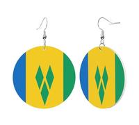 Teardrop Leather Earring Flag Of Saint Vincent And The Grenadines Fashion Women Drop Leather Earrings For Daily Wear For Birthday Anniversary