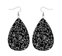 Teardrop Leather Earring Flourishing Cherry Branches Florals Tree Fashion Drop Leather Earrings Ornament Hookearrings For For Birthday Party Daily Wear