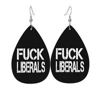 Teardrop Leather Earring Fuck Liberals Teardrop Dangle Earrings Ornament Drop Leather Earrings Lightweight For Anniversary Daily Wear 2 Pairs