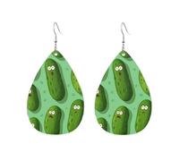 Teardrop Leather Earring Funny Cucumber Faces Tear Drop Earring Lightweight Hookearrings Women For Anniversary Daily Wear 2 Pairs