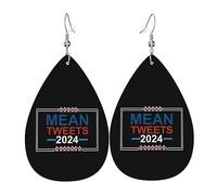 Teardrop Leather Earring Funny Election Design Mean Tweet 2024 Teardrop Dangle Earrings Stylish And Beautiful Drop Leather Earrings Women For Party Anniversary 2 Pairs