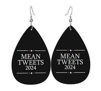 Teardrop Leather Earring Funny Election Design Mean Tweet 2024 Teardrop Dangle Earrings Women Drop Leather Earrings Ornament For Party Anniversary 2 Pairs