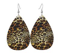 Teardrop Leather Earring Funny Leopard Animal Print Hookearrings Women Teardrop Dangle Earrings Lightweight For Anniversary Party Wife Birthday
