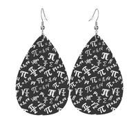 Teardrop Leather Earring Funny Mathematical Happy Pi Day Hookearrings Lightweight Teardrop Dangle Earrings Ornament For Daily Wear For Birthday Anniversary