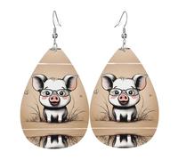 Teardrop Leather Earring Funny Pigs Pattern Drop Leather Earrings Fashion Teardrop Dangle Earrings Lightweight For Daily Wear Anniversary Party