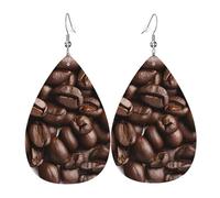 Teardrop Leather Earring Funny Roasted Coffee Beans Hookearrings Lightweight Teardrop Dangle Earrings Ornament For Anniversary Party Wife Birthday