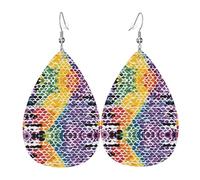 Teardrop Leather Earring Gay Pride Rainbow Pattern Pattern Hookearrings Fashion Teardrop Dangle Earrings Women For For Birthday Party Wife Birthday
