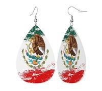 Teardrop Leather Earring Generic Mexican Flag Eagle Fashion Trendy Tear Drop Earring For Wife Birthday Daily Wear For Women Girls