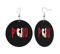 Teardrop Leather Earring Generic Peru Peruvian Flag Ornament Drop Leather Earrings Fashion Tear Drop Earring For Party Daily Wear For Birthday