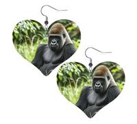 Teardrop Leather Earring Gorilla In The Grass Heart Teardrop Dangle Earrings Women Hookearrings Stylish And Beautiful For Daily Wear For Women Girls Party