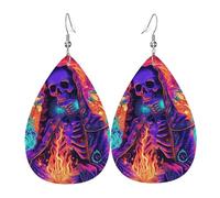 Teardrop Leather Earring Grim Reaper Guadalupe Jesus Virgin Mary Trippy Neon Teardrop Dangle Earrings Trendy Tear Drop Earring Ornament For Anniversary Daily Wear 2 Pairs