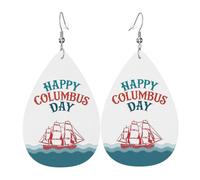 Teardrop Leather Earring Happy Columbus Day Tear Drop Earring Trendy Teardrop Dangle Earrings Fashion For Women Girls Party For Birthday