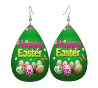 Teardrop Leather Earring Happy Easter Colorful Easter Eggs Drop Leather Earrings Fashion Hookearrings Trendy For Party Anniversary Daily Wear