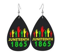 Teardrop Leather Earring Happy June Teenth Day Freedom 1865 Teardrop Dangle Earrings Women Hookearrings Trendy For Wife Birthday Party Daily Wear