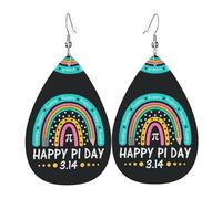 Teardrop Leather Earring Happy Pi Day Mathematic Math Teacher Gift Rainbow Tear Drop Earring Lightweight Drop Leather Earrings Stylish And Beautiful For Wife Birthday For Women Girls Anniversary