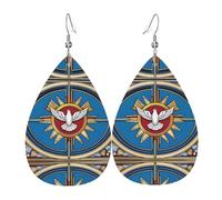 Teardrop Leather Earring Holy Spiritual Christia Pattern Drop Leather Earrings Ornament Hookearrings Stylish And Beautiful For Party Anniversary For Women Girls