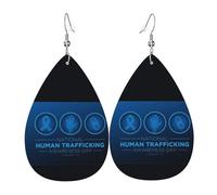 Teardrop Leather Earring Human Trafficking Awareness Month Blue Ribbon Tear Drop Earring Stylish And Beautiful Teardrop Dangle Earrings Women For Daily Wear For Birthday For Women Girls