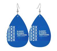 Teardrop Leather Earring Human Trafficking Awareness Month Blue Ribbon Teardrop Dangle Earrings Stylish And Beautiful Drop Leather Earrings Lightweight For Party Daily Wear For Women Girls