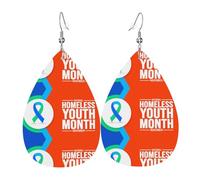Teardrop Leather Earring Hunger And Homelessness Awareness Month Drop Leather Earrings Women Hookearrings Ornament For For Birthday Party For Women Girls
