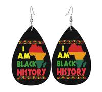 Teardrop Leather Earring I Am Black History Month Tear Drop Earring Ornament Teardrop Dangle Earrings Fashion For Anniversary For Birthday For Women Girls