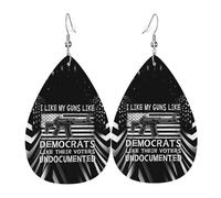 Teardrop Leather Earring I Like My Guns Like Democrats Like Their Voters Undocumented Tear Drop Earring Ornament Teardrop Dangle Earrings Women For Women Girls Party 2 Pairs