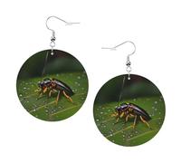 Teardrop Leather Earring Insects On Leaves Drop Leather Earrings Stylish And Beautiful Teardrop Dangle Earrings Women For Birthday Wife Birthday Anniversary