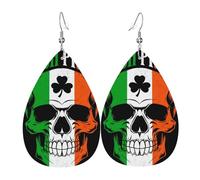 Teardrop Leather Earring Irish Flags And Four Leafs Clovers St Patricks Day Teardrop Dangle Earrings Trendy Tear Drop Earring Ornament For Daily Wear For Birthday Wife Birthday