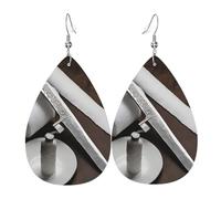 Teardrop Leather Earring (Japan Samurai Sword) Teardrop Dangle Earrings Fashion Hookearrings Lightweight For Wife Birthday Anniversary For Women Girls